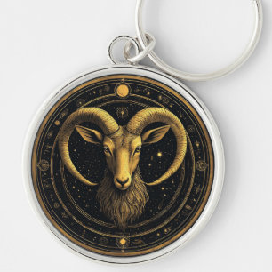 Chaveiro Escudo Dourado do Áries do Zodíaco