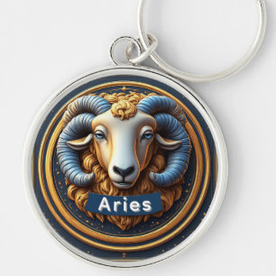 Chaveiro Escudo Dourado do Áries do Zodíaco
