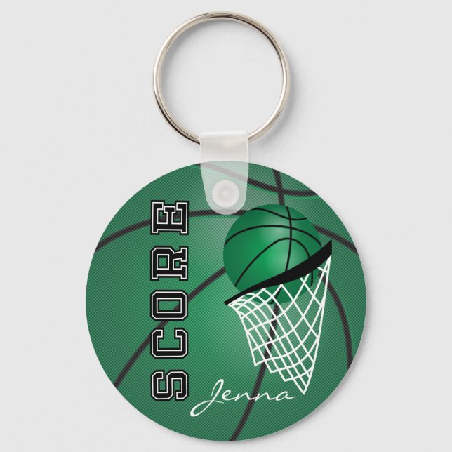 Chaveiro Escuridão do Esporte Verde - Basquete | DIY Texto (Frente)