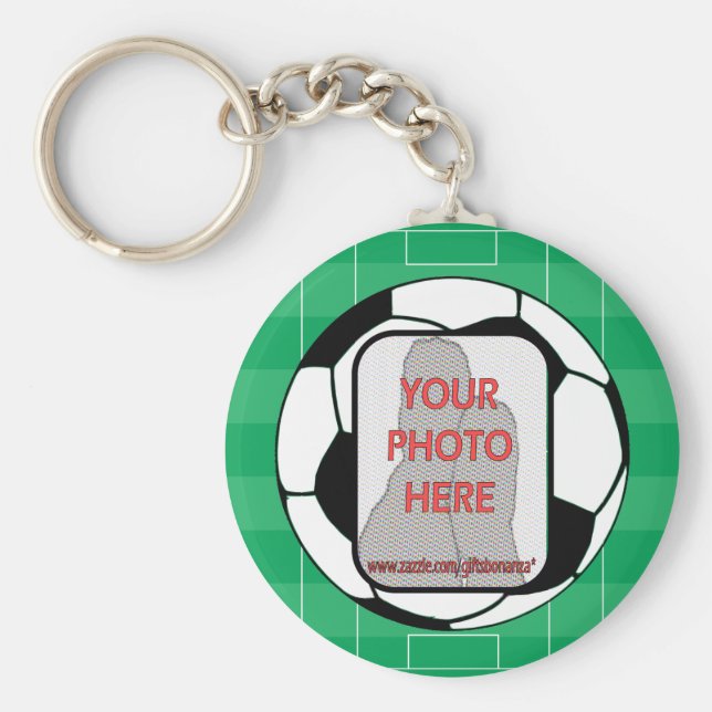 Chaveiro Esfera personalizável de futebol fotográfico (Frente)