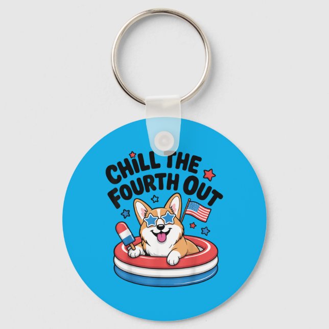 Chaveiro Esfrie O Quarto Fora Lindos Corgi Patriótico 4 De (Frente)