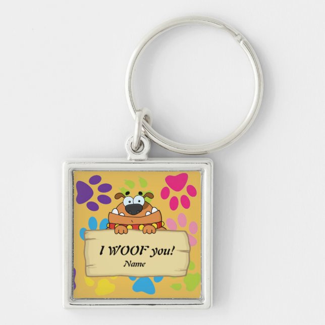 Chaveiro Esmagamento Secreto Para Amantes de Cachorros Eu t (Frente)