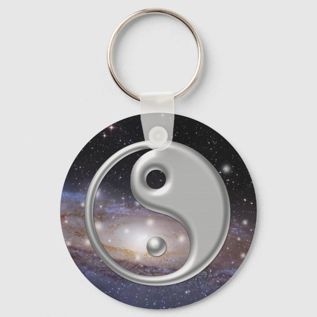 Chaveiro Espaço da Galáxia Ying Yang Silver (Frente)
