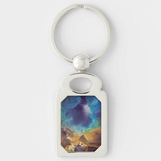 Chaveiro Espaço Nebula azul Amarelo Álcool Arte (Frente)