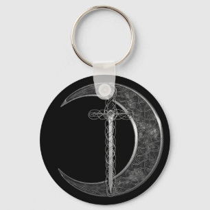 Chaveiro Espada e lua celtas cinzentas