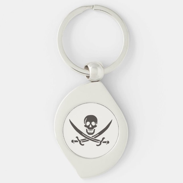 Chaveiro Espadas de crânio de obsidiana Bandeira pirata de  (Frente)