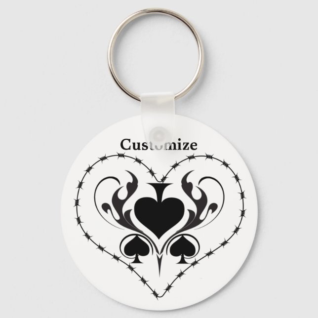 Chaveiro Espadas Pretas do Coração com Fio Barbed_Cove (Frente)