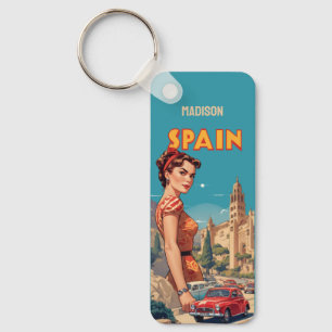 Chaveiro Espanha de Vintage de Nome Personalizado