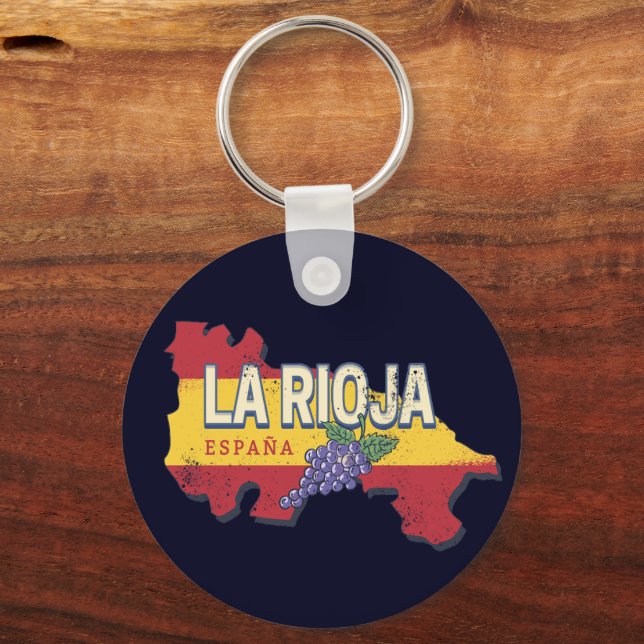 Chaveiro Espanha La Rioja Vinha Vintage Região Retro (Frente)