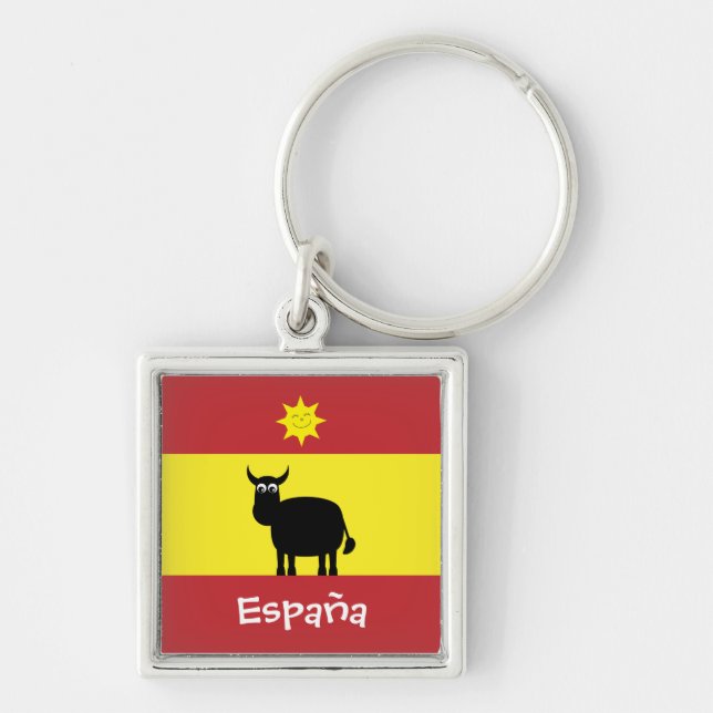 Chaveiro Espanhol bonito Bull, Sun & bandeira (Frente)