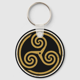 CHAVEIRO ESPIRAL CELTICO TRISKELION TRIPLO
