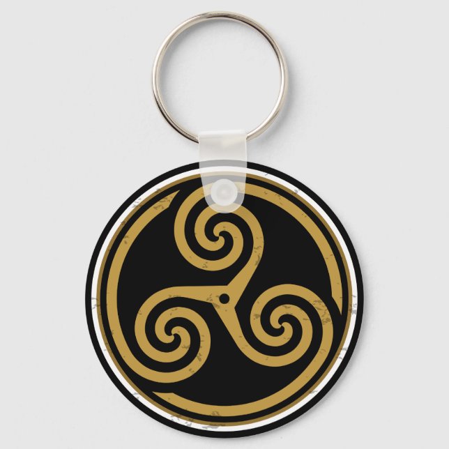 CHAVEIRO ESPIRAL CELTICO TRISKELION TRIPLO (Frente)