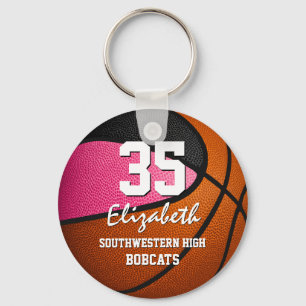 Chaveiro Espiral preto rosa, bola de basquetebol
