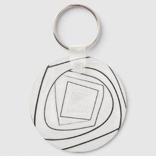 Chaveiro Espiral Quadrada Abstrata Preto e Branco