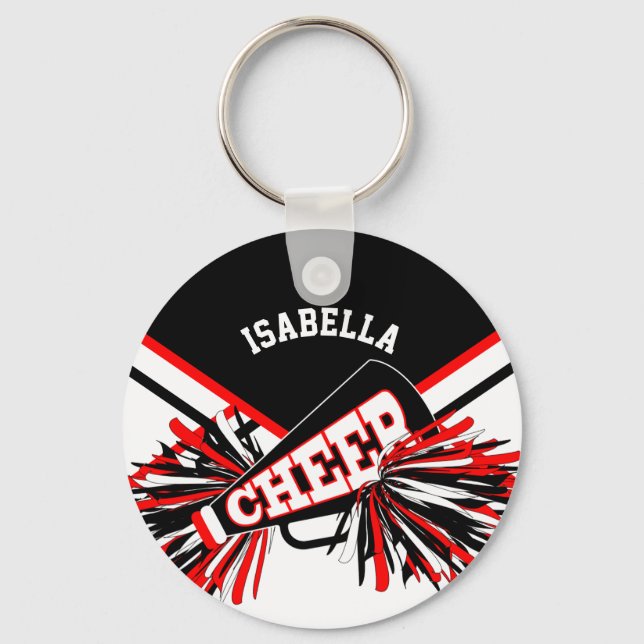 Chaveiro Espírito cheerleader - Vermelho, Preto e Branco (Frente)