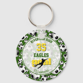 Chaveiro espírito de equipe da escola branca verde futebol 