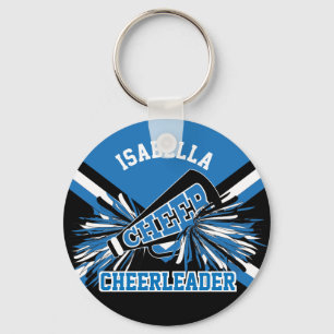 Chaveiro Espírito do cheerleader - azul, preto e branco