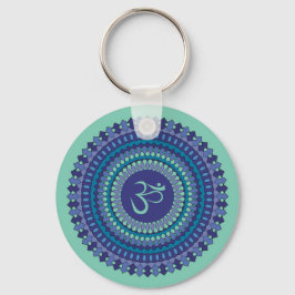 Chaveiro Espiritual Mandala Om Purple Aqua Blue Kaleidoscop