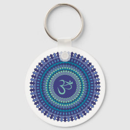 Chaveiro Espiritual Mandala Om Purple Aqua Blue Kaleidoscop