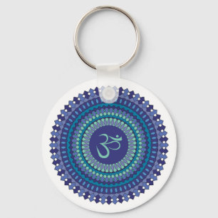Chaveiro Espiritual Mandala Om Purple Aqua Blue Kaleidoscop