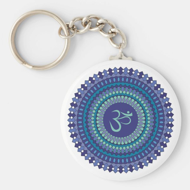 Chaveiro Espiritual Mandala Om Purple Aqua Blue Kaleidoscop (Frente)