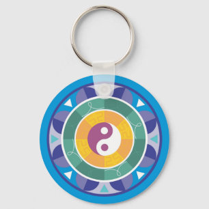 Chaveiro Espiritual Mandala Rainbow Cores Chineses Yin Yang
