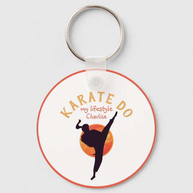 Chaveiro Esportes Black Girl Silhouette Martial Arts Karate (Frente)