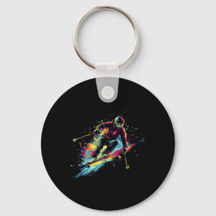 Chaveiro Esportes de Inverno Alpino Pintura Salpico Esquiad