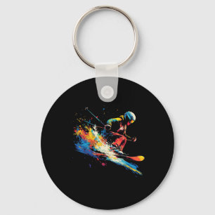 Chaveiro Esportes de Inverno Alpino Pintura Salpico Esquiad
