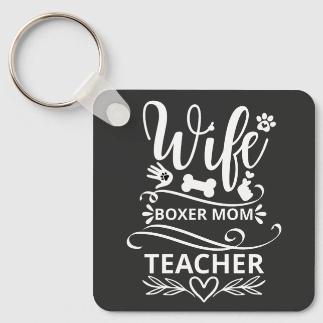 Chaveiro Esposa Boxer Mãe Professora Engraçado Cachorro (Frente)