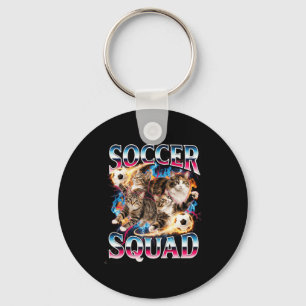 Chaveiro Esquadrão de Futebol Meme de Gato Engraçado Retro