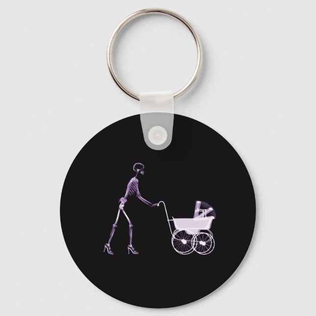 CHAVEIRO ESQUELETÃO X-RAY MULHER E CARRUAGEM DE BEBÊ - ROPU (Frente)