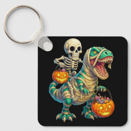 Chaveiro Esqueleto Caprichoso Montando um T-Rex Múmia no Ha