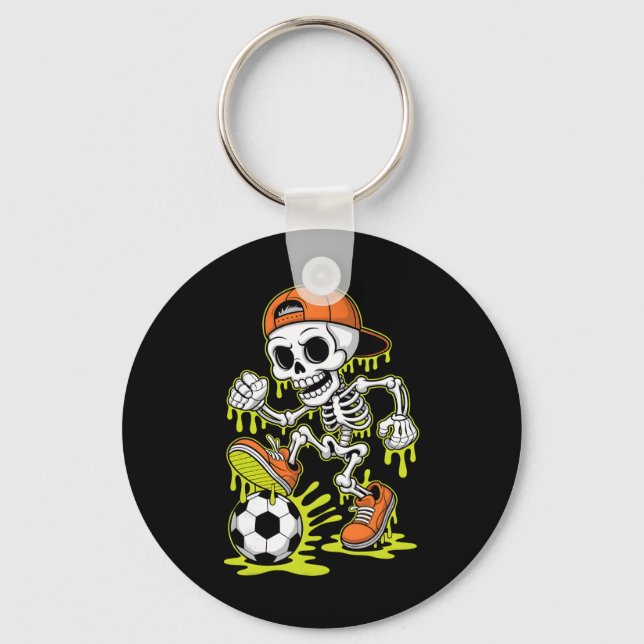 Chaveiro Esqueleto de Halloween de Futebol com Estilo Drip  (Frente)