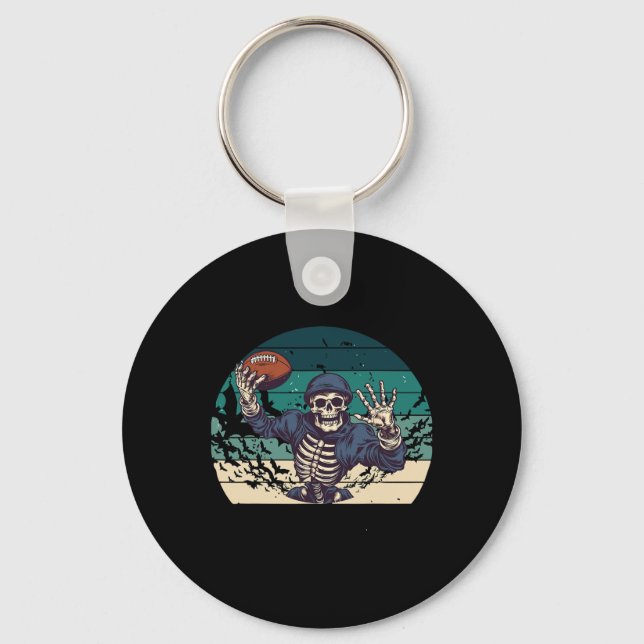 Chaveiro Esqueleto de Halloween do Retro de Futebol (Frente)