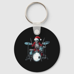Chaveiro Esqueleto de Papai Noel Tocando Tambor Bateria Per