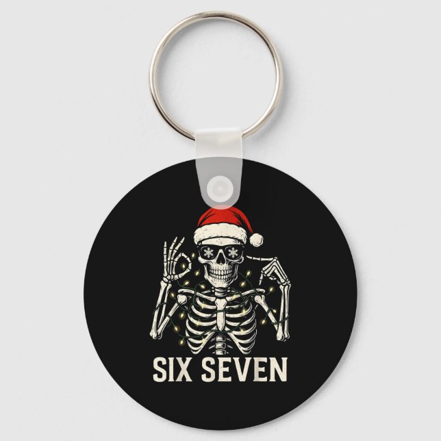 Chaveiro Esqueleto do Meme de Natal 67 Com Chapéu de Papai  (Frente)