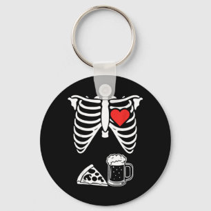 Chaveiro Esqueleto do Papai Cerveja e Pizza Funny Halloween