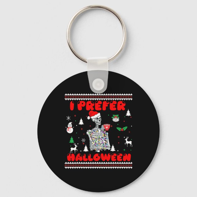 Chaveiro Esqueleto Engraçado Eu Prefiro o Halloween Febre N (Frente)