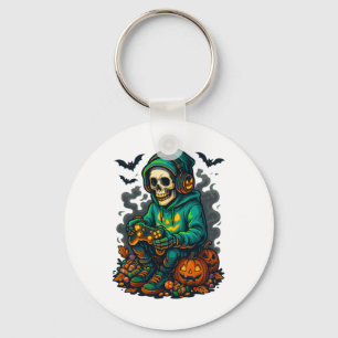 Chaveiro Esqueleto Gamer de Halloween Assustador Vídeo Engr