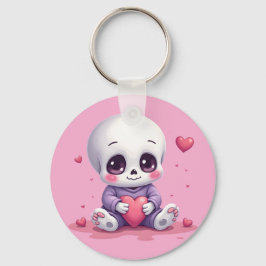 Chaveiro Esqueleto Kawaii Segurando Coração