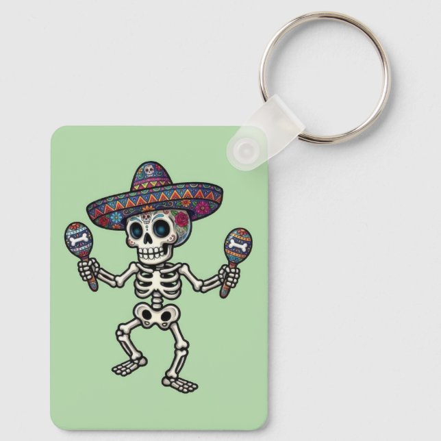 Chaveiro Esqueleto Mexicano Colorido (Verso)