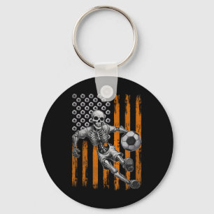 Chaveiro Esqueleto Retro Jogando Futebol Bandeira dos EUA H