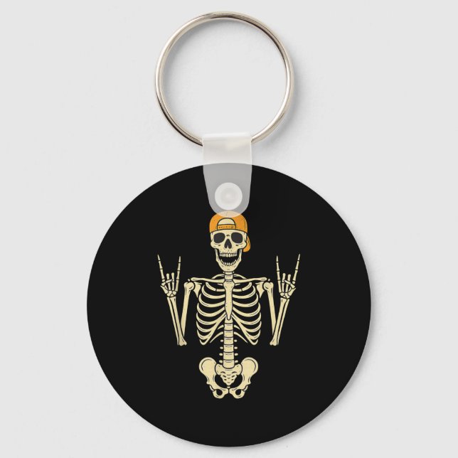 Chaveiro Esqueleto Skatista Rocker Com Boné Halloween Punk  (Frente)