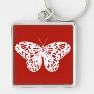 Chaveiro Esquema da borboleta, vermelho e branco profundo