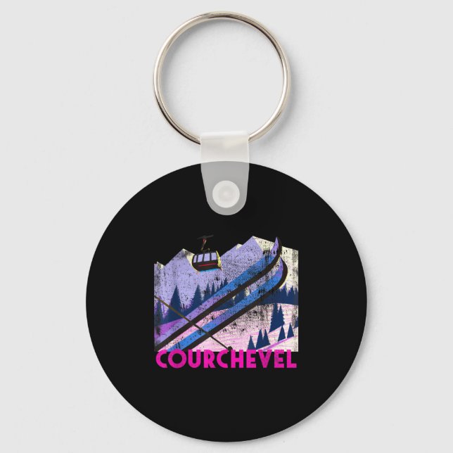 Chaveiro Esqui Courchevel - estilo retrô de esqui em Courch (Frente)