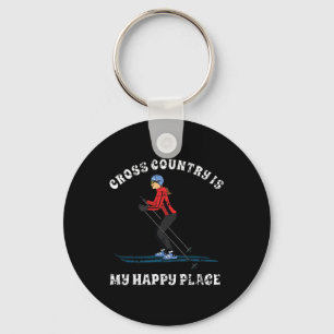 Chaveiro Esqui Cross Country é o Meu Lugar Feliz Camiseta P
