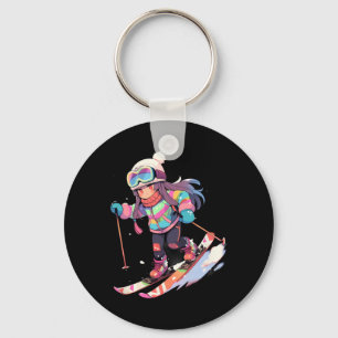 Chaveiro Esqui Esqui Neve Esquiador Chibi Meninas Crianças