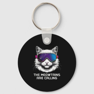 Chaveiro Esqui snowboard gato engraçado as meowtains estão