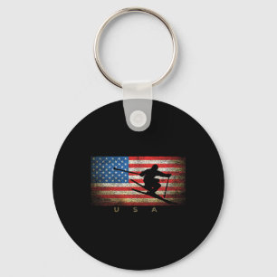 Chaveiro Esqui Vintage Usa Bandeira Americana Clic Mulheres